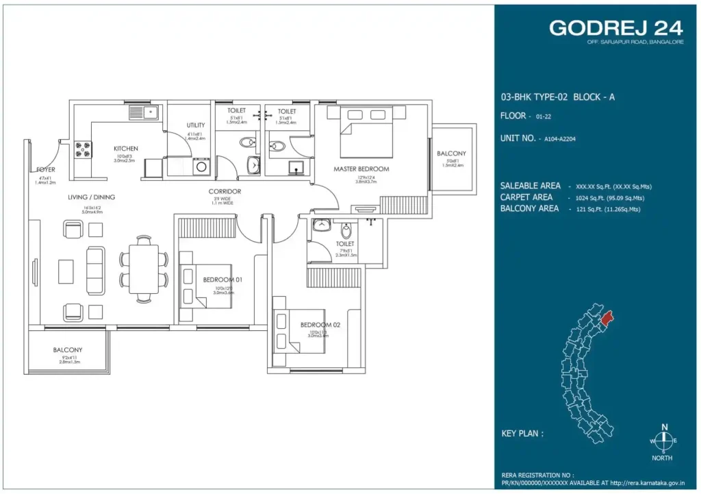 Godrej 24 3 BHK Floor plan