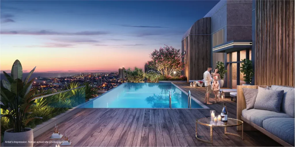Godrej Beacon Apartment roof top swimming pool by Godrej Properties located at Yelahanka, Bangalore Karnataka